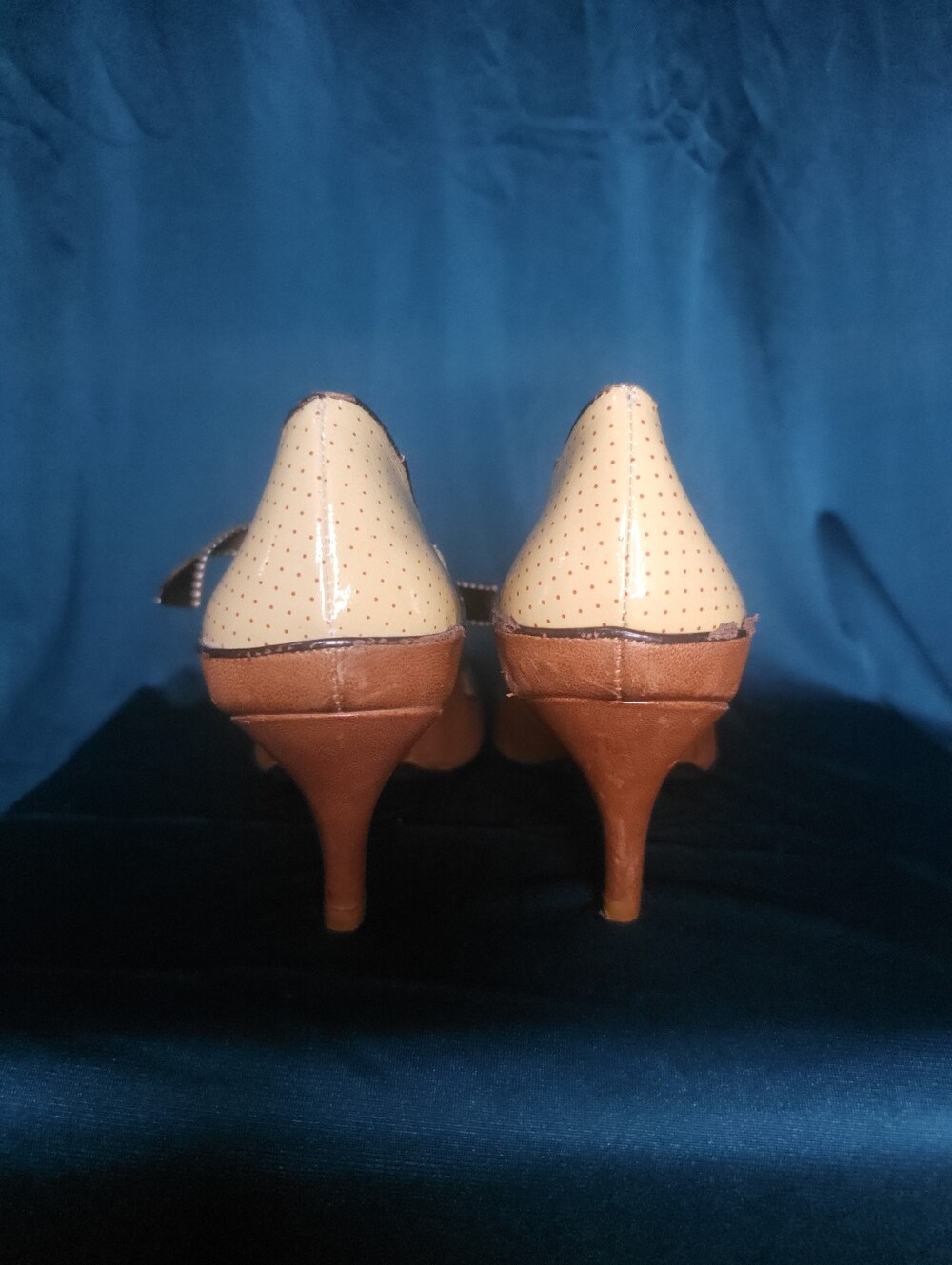Poetic License Two-Tone Brown and Cream Retro Lace-Up Heels - Picture 5 of 7